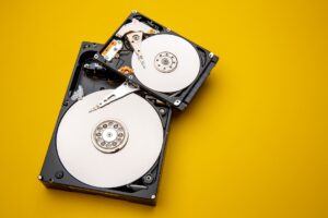 Hard disk drive and open cover .Computer hardware, hard disk, storage device